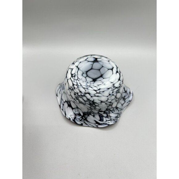 Art Glass Ruffled Edge Bowl Purple White Handmade Candle Holder Trinket Dish - Picture 7 of 10